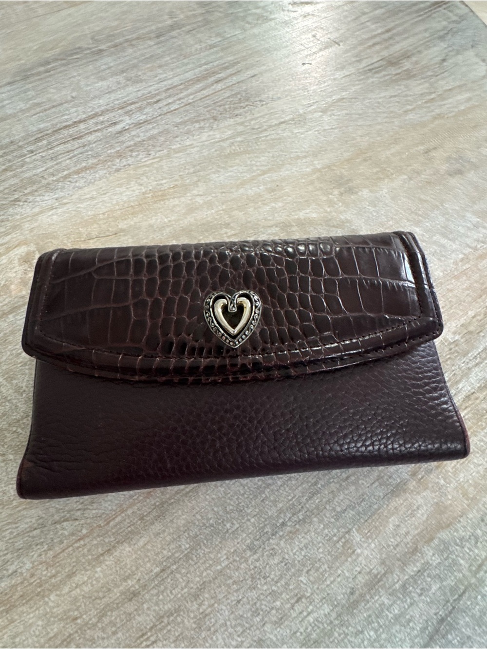 Brighton Deep Burgundy Croc-Embossed Clutch